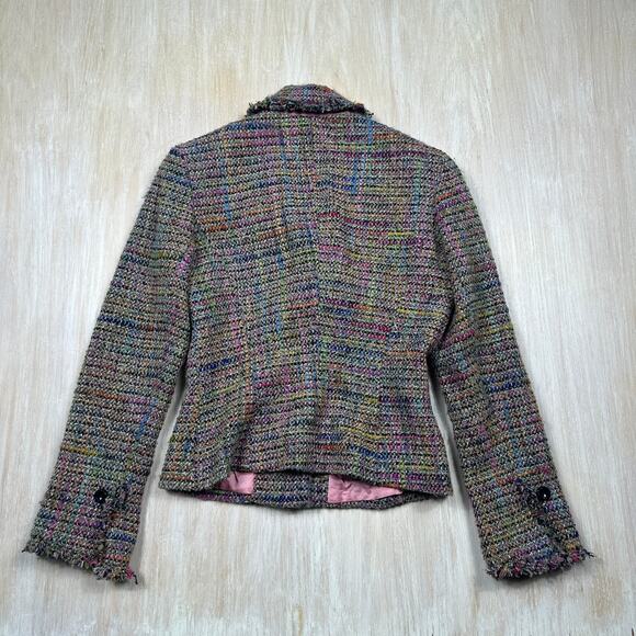 Trina Turk Multicolor Tweed Wool Blend Preppy Button Front Lined 6 Blazer Jacket - Picture 9 of 14
